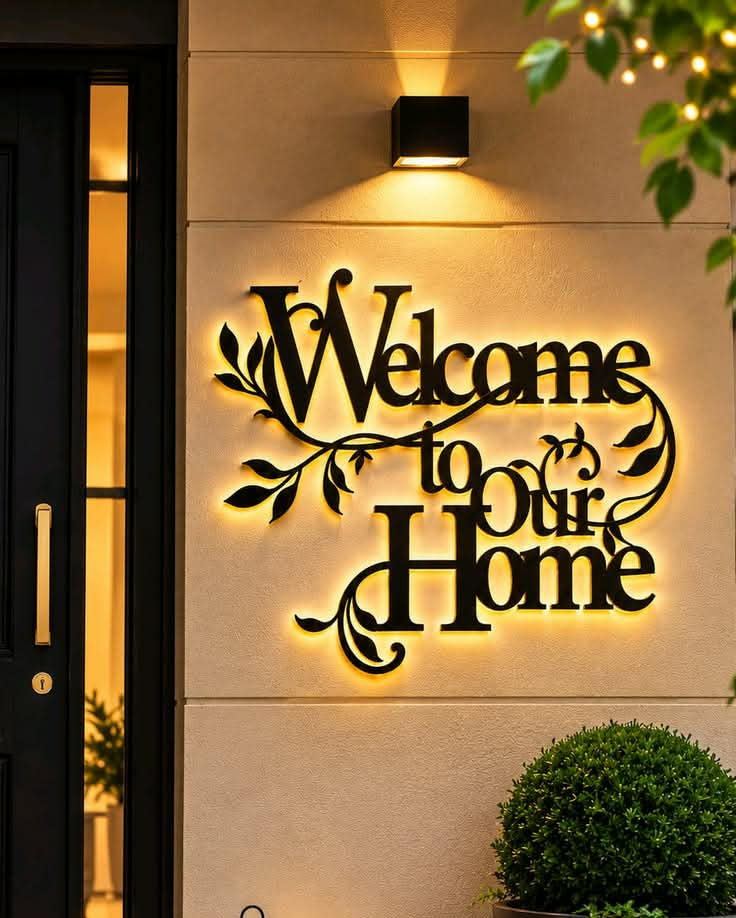 لوحة ترحيبية مضيئة (Welcome to Our Home)
