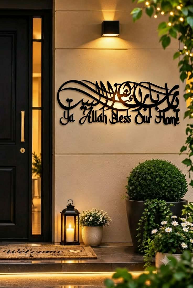 لوحة أرقام منازل مع دعاء (Ya Allah Bless Our Home)